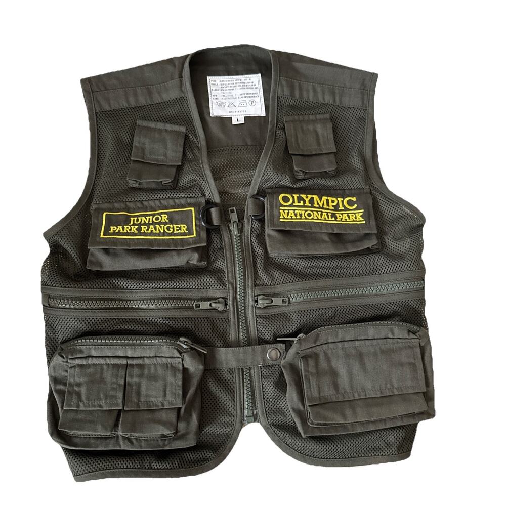 Park Junior Ranger Zip Youth Kids Vest Large Outdoors Hike Olympic National
